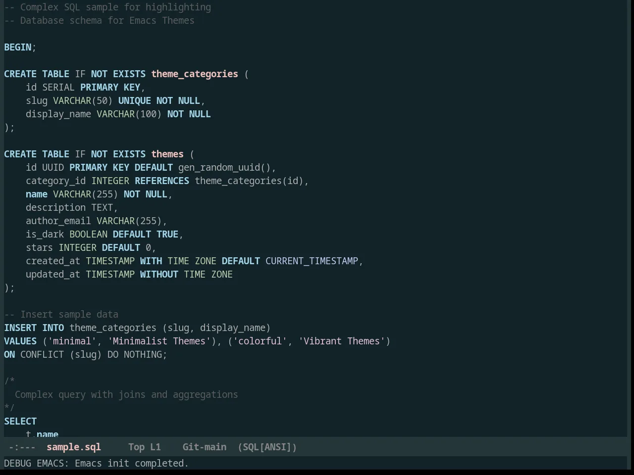 Reykjavik Theme in sql-mode