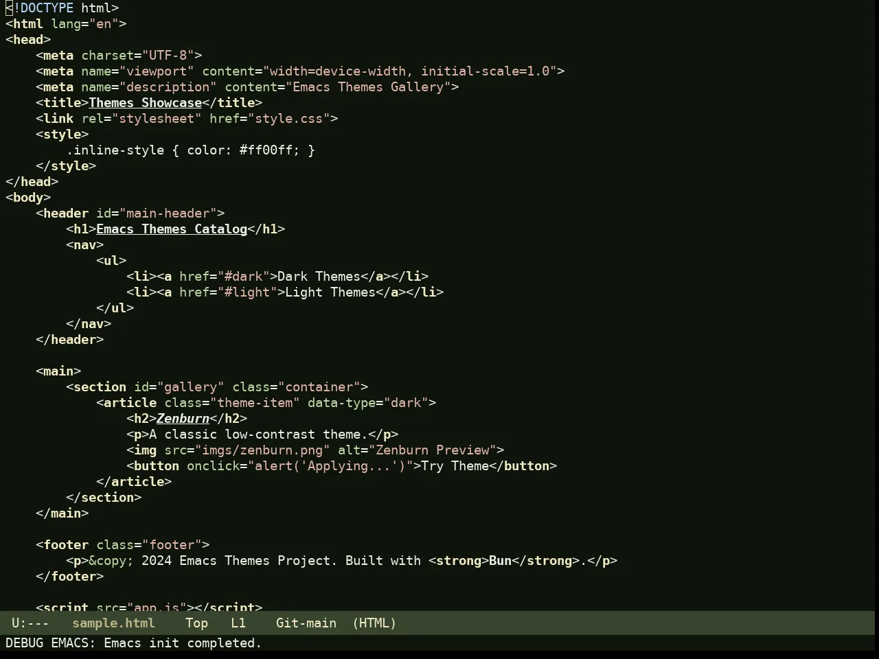 Rg Themes Bosque Theme in html-mode