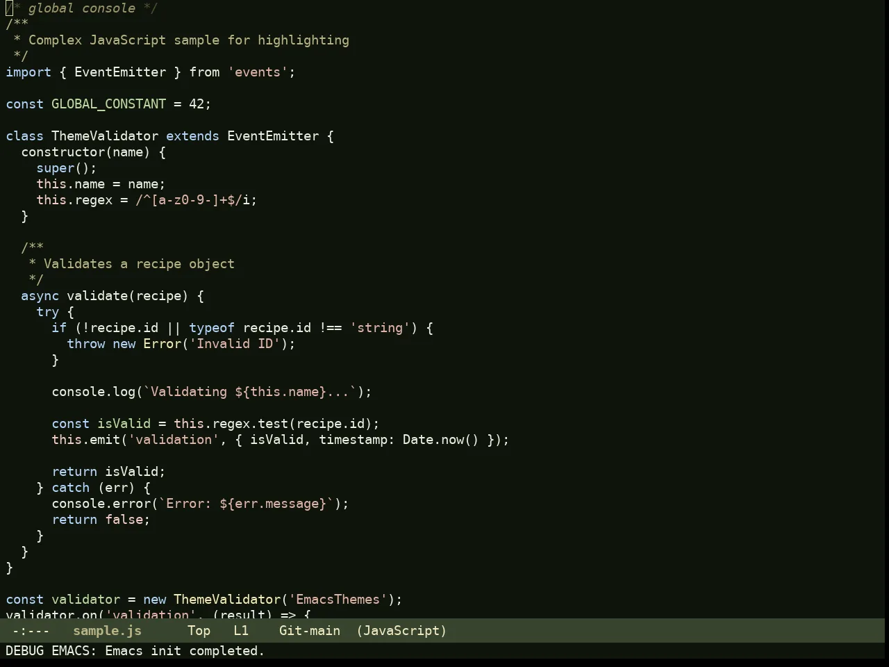Rg Themes Bosque Theme in javascript-mode