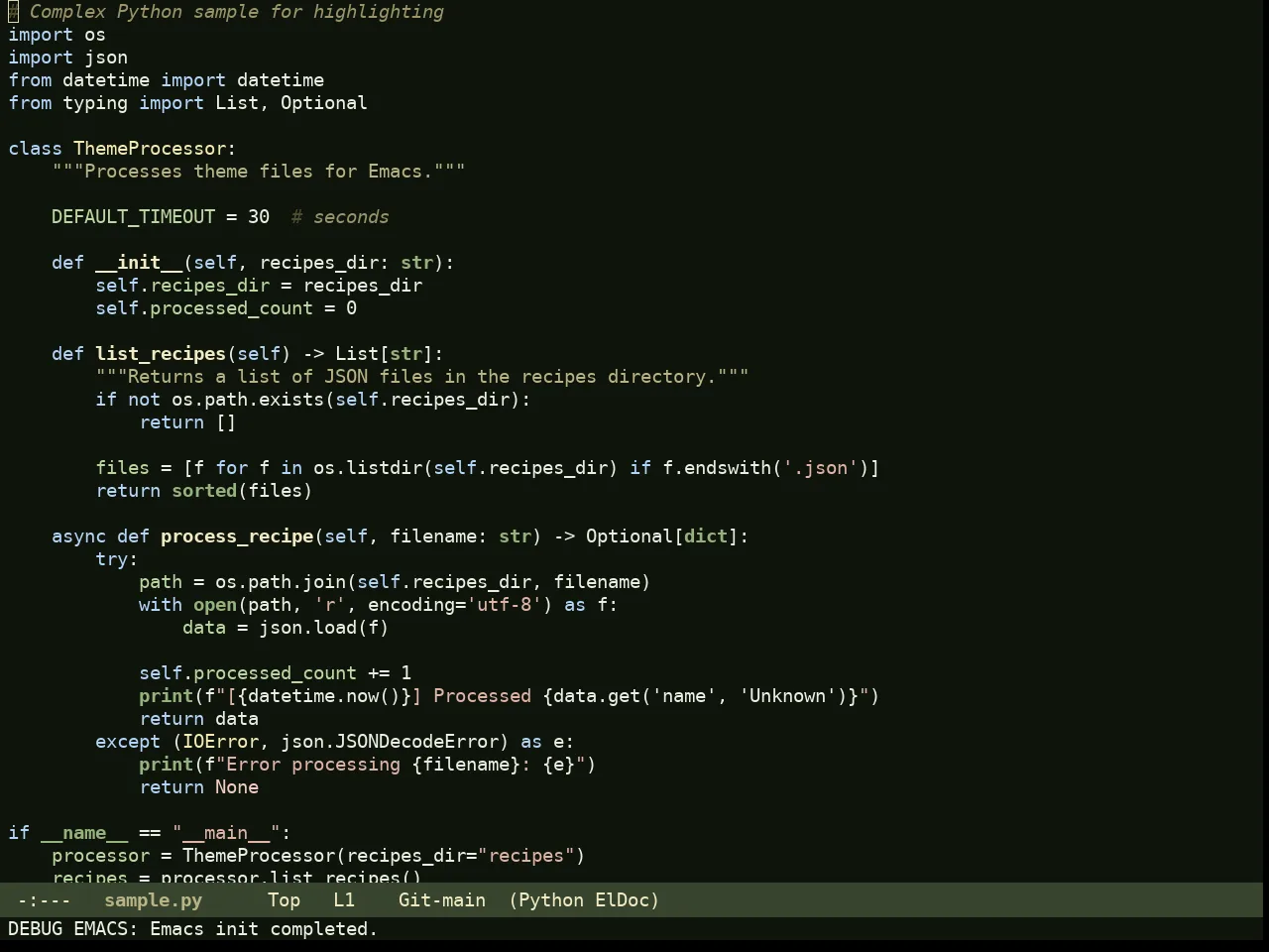 Rg Themes Bosque Theme in python-mode