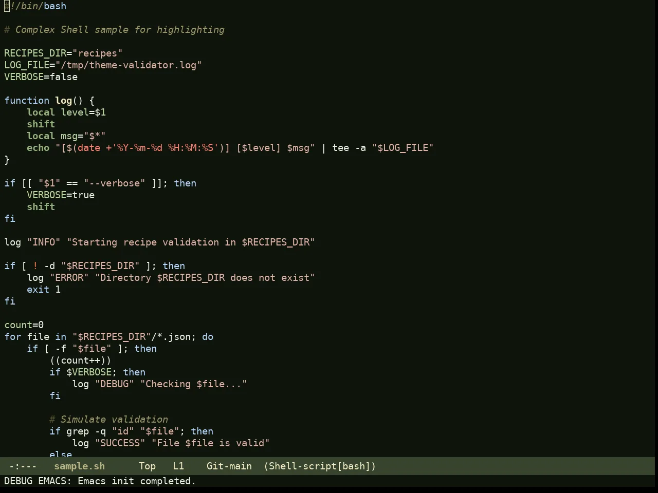 Rg Themes Bosque Theme in sh-mode