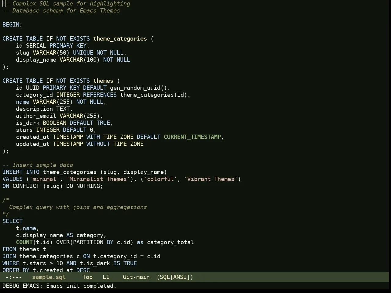 Rg Themes Bosque Theme in sql-mode