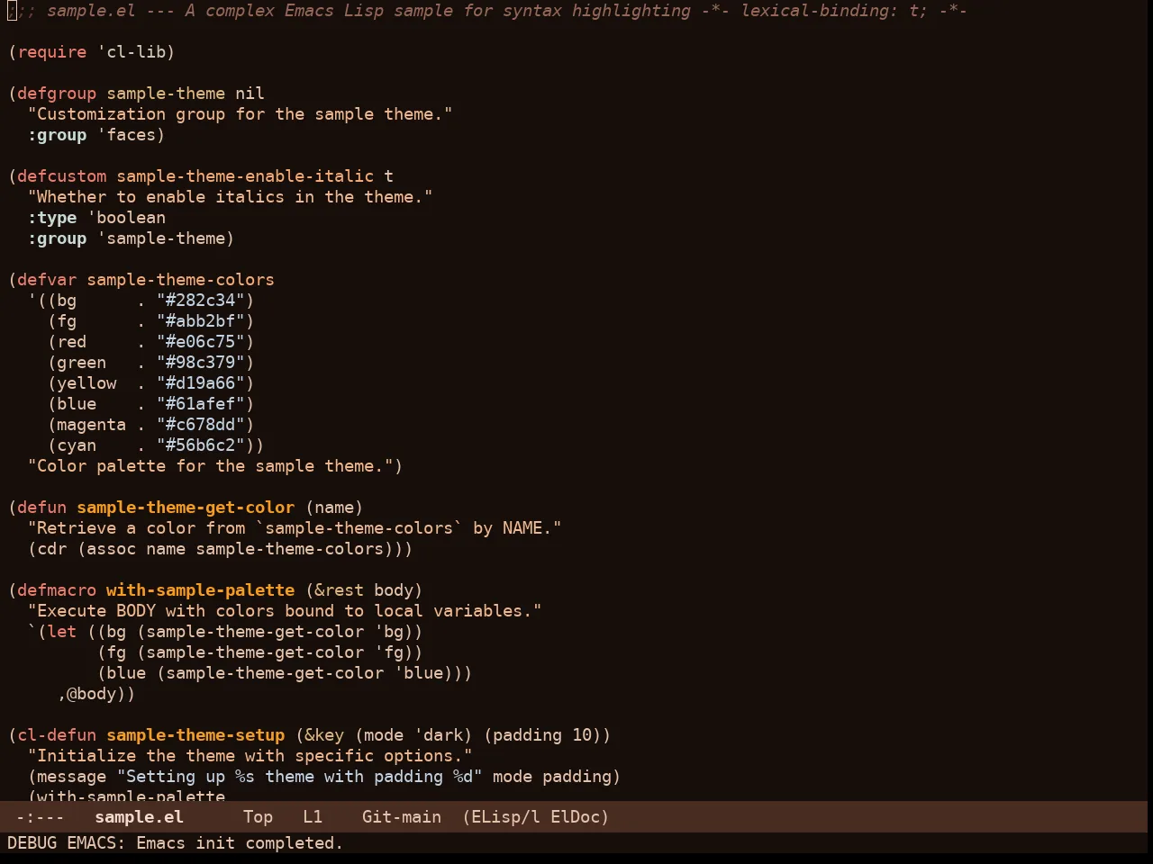 Rg Themes Cappuccino Noir Theme in emacs-lisp-mode