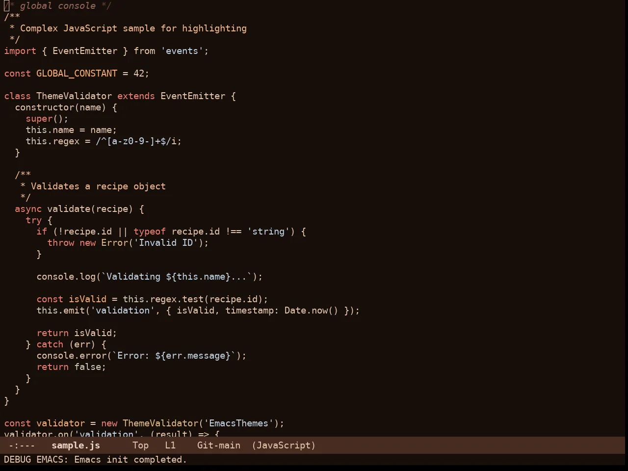 Rg Themes Cappuccino Noir Theme in javascript-mode