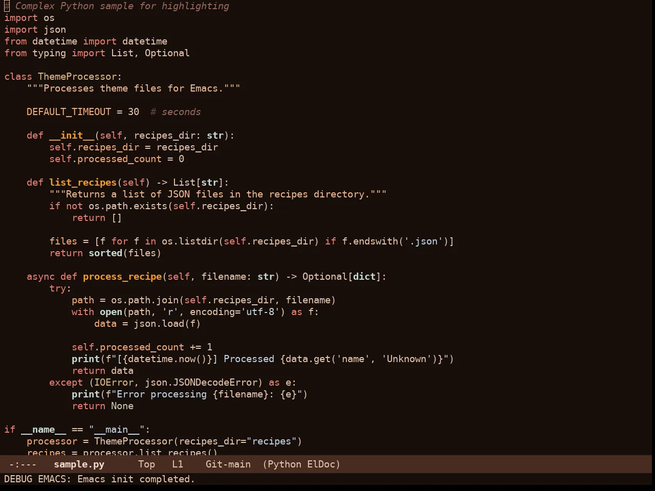 Rg Themes Cappuccino Noir Theme in python-mode