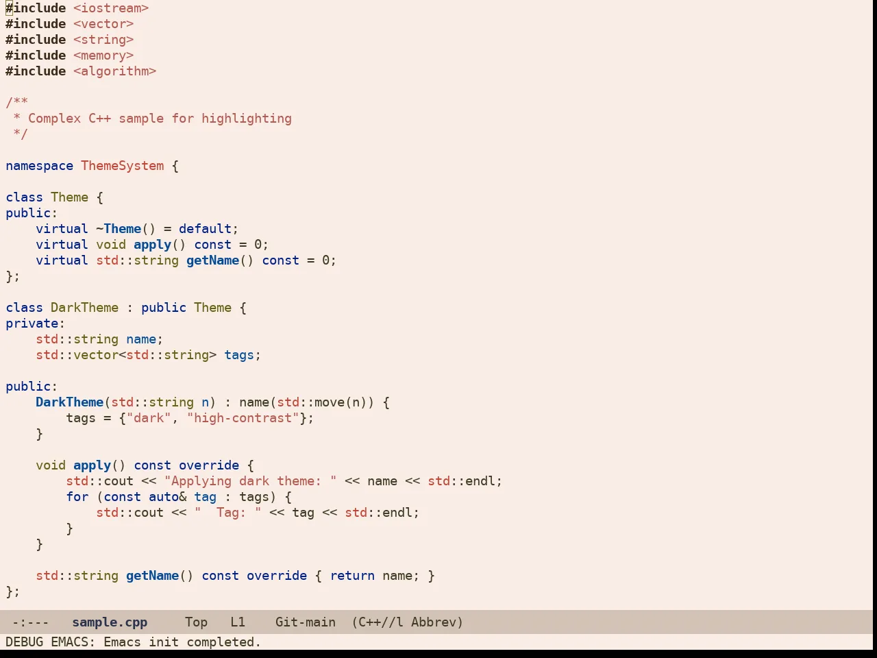 Rg Themes Ellas Theme in c++-mode