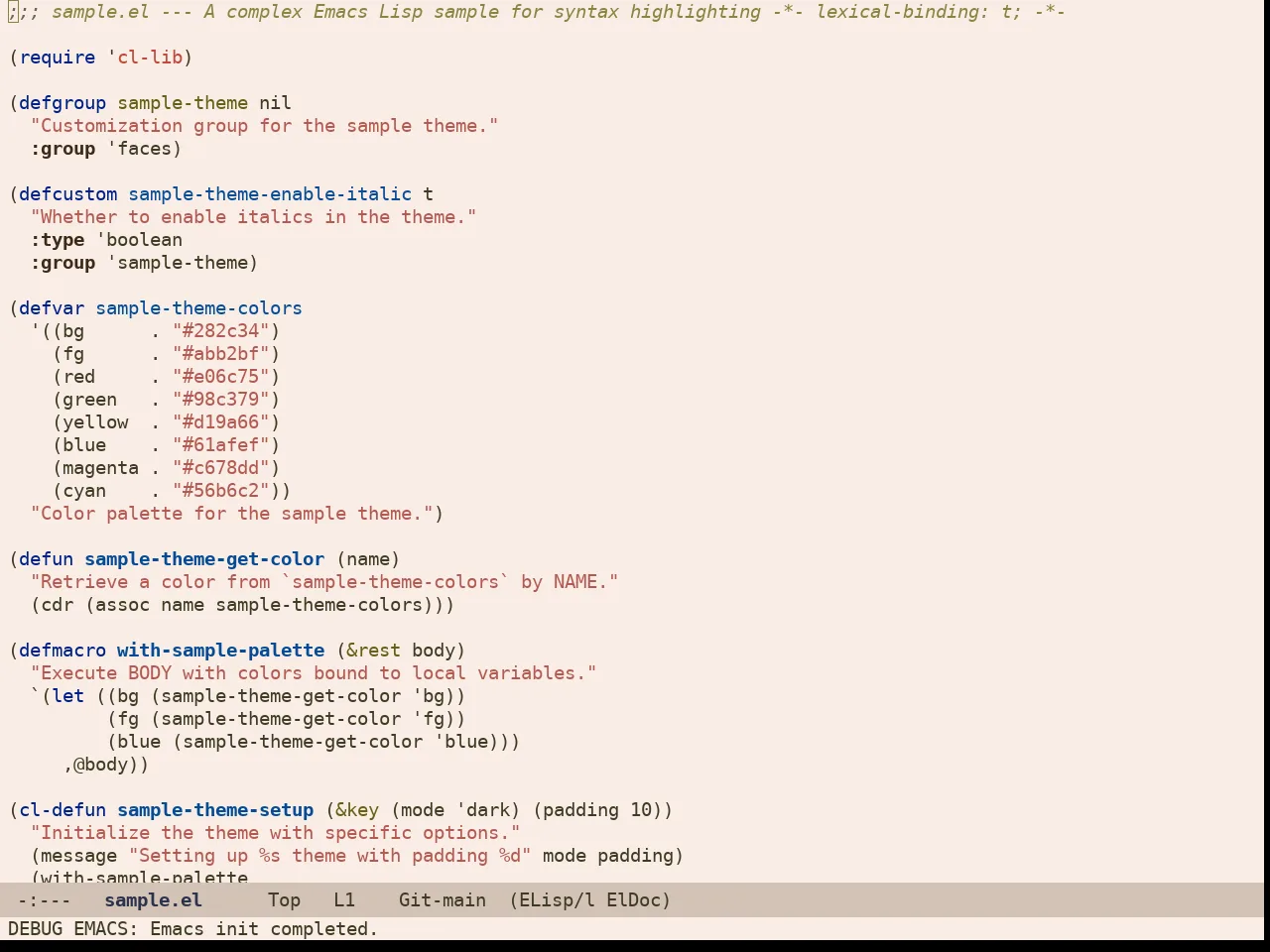 Rg Themes Ellas Theme in emacs-lisp-mode