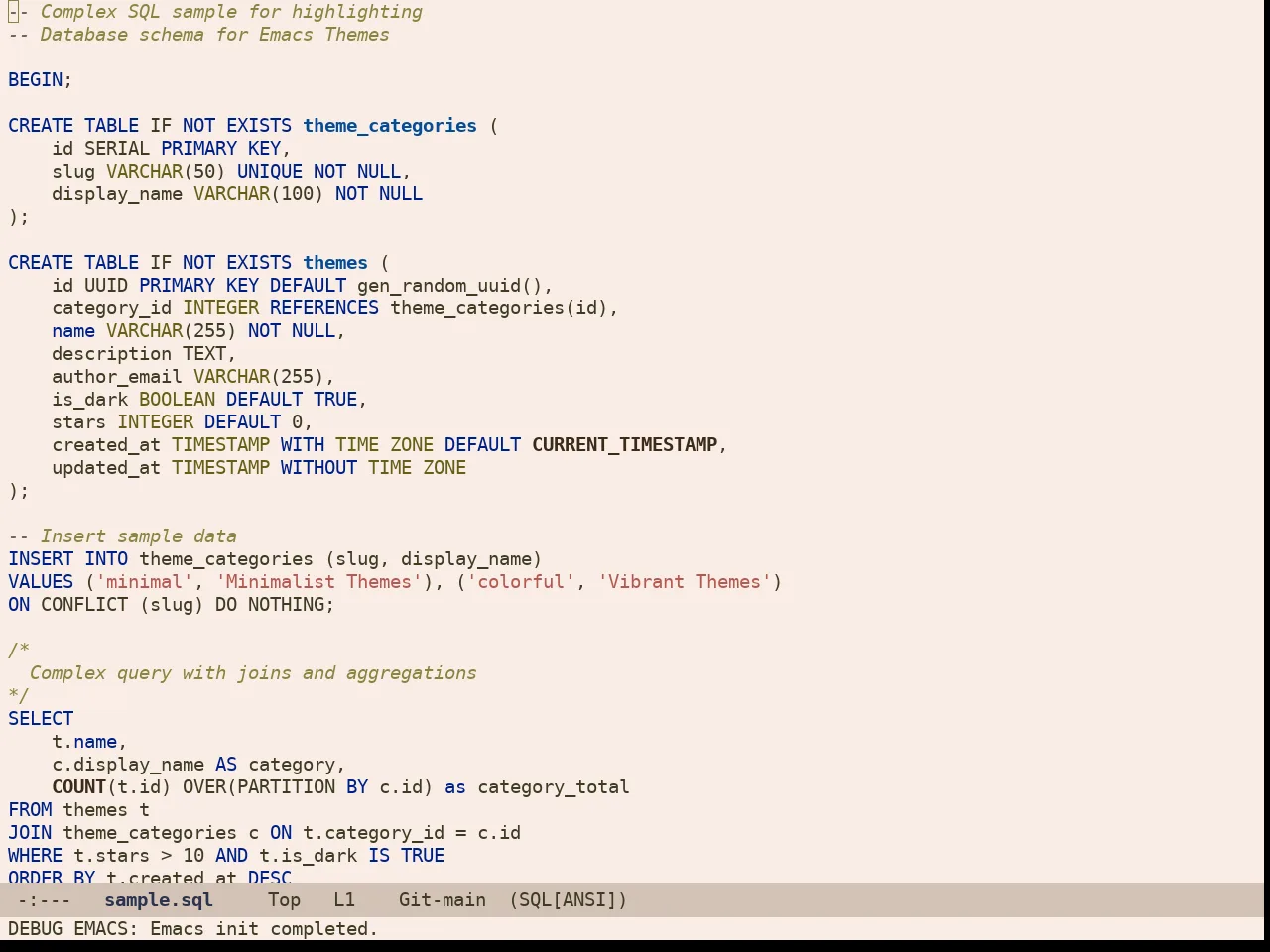 Rg Themes Ellas Theme in sql-mode
