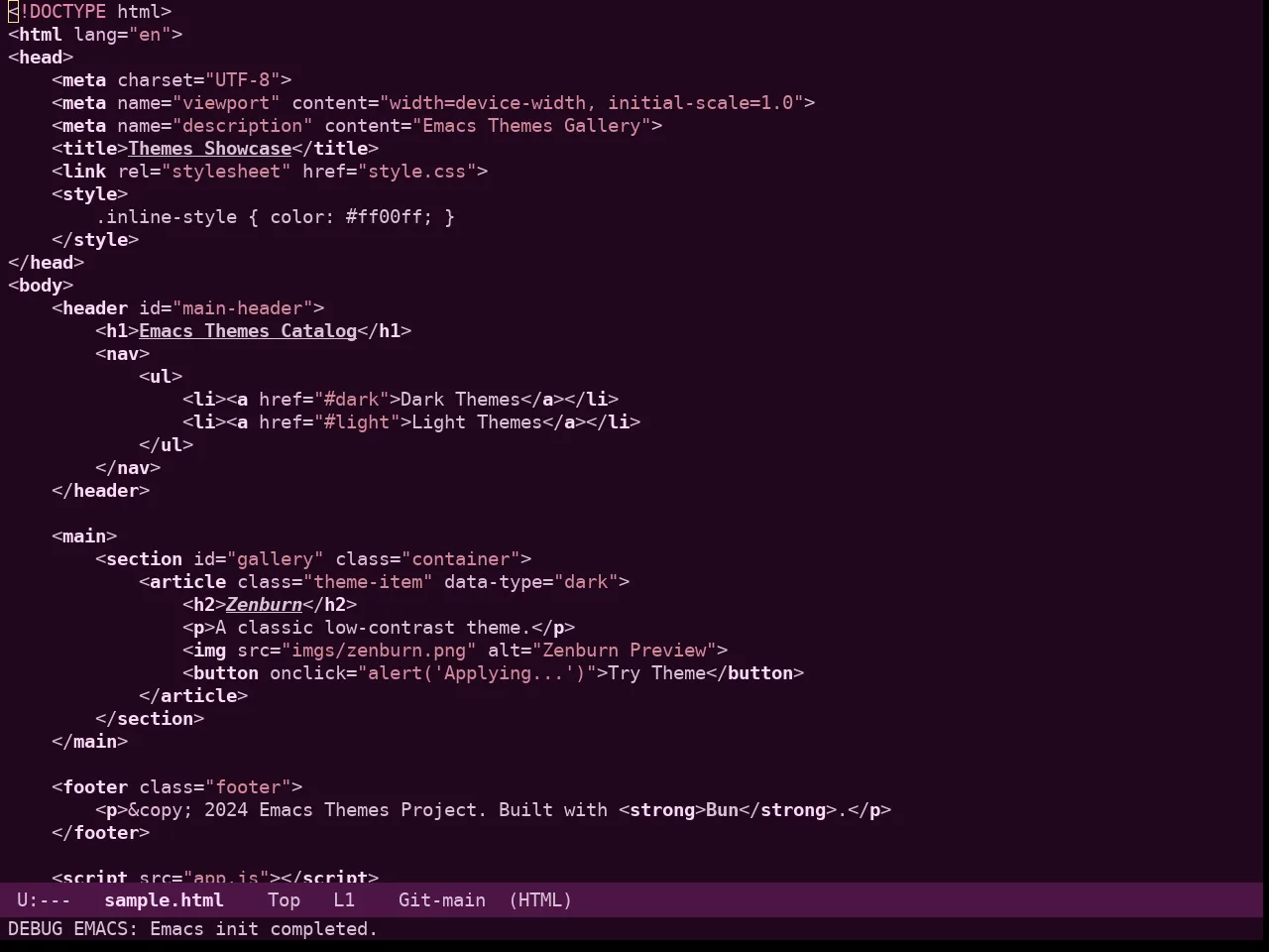 Rg Themes Purpurina Theme in html-mode