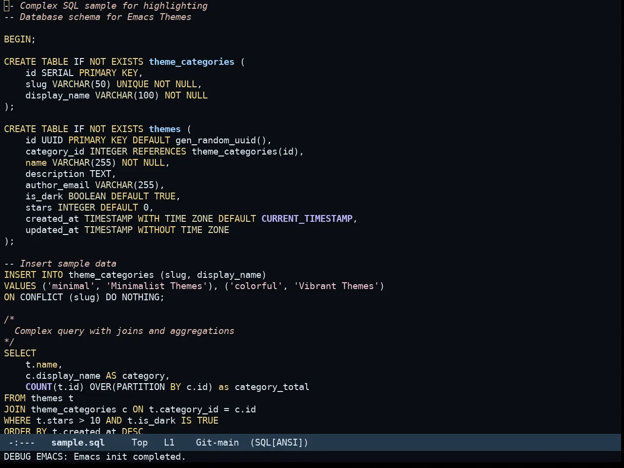 Rg Themes Somnus Theme in sql-mode