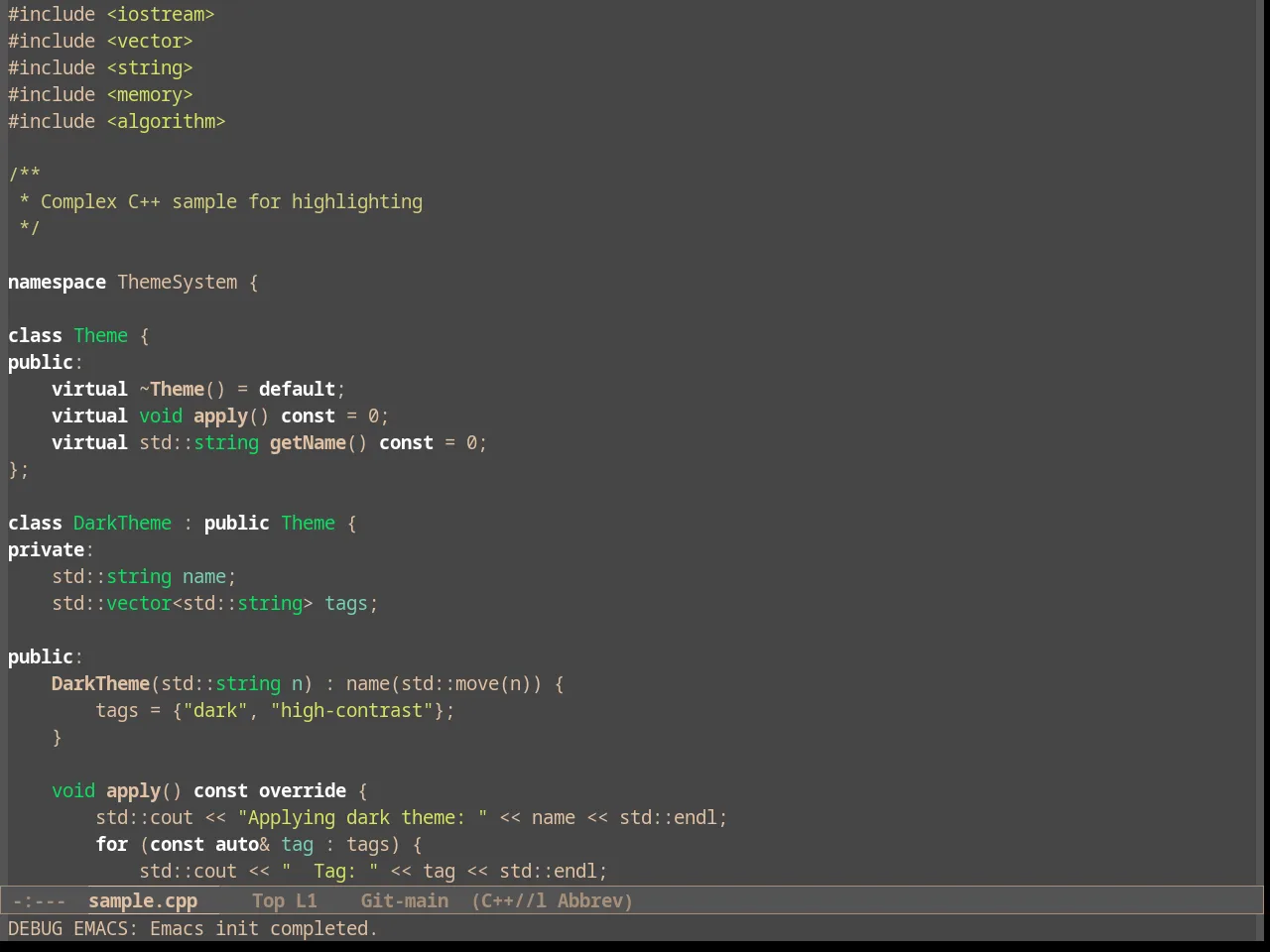 Rimero Theme in c++-mode