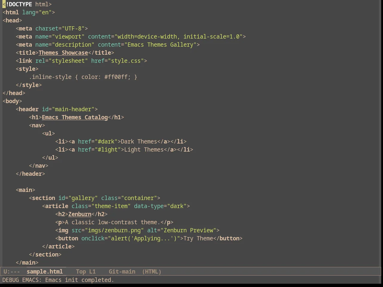 Rimero Theme in html-mode