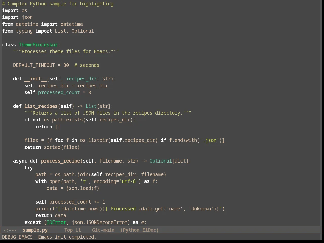 Rimero Theme in python-mode