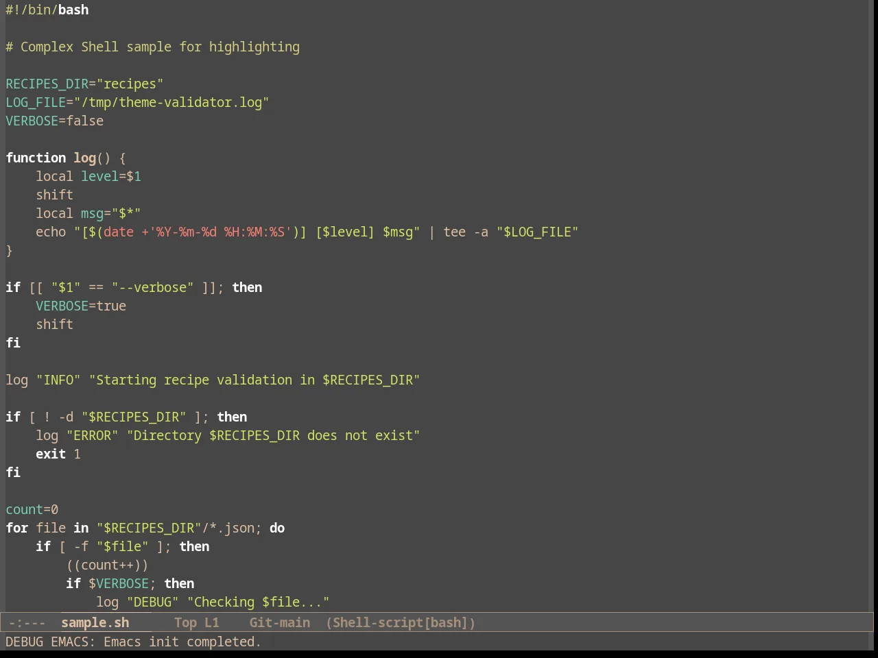 Rimero Theme in sh-mode