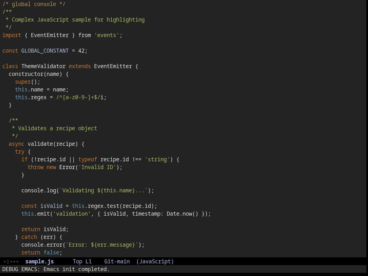 Rippedcasts Theme in javascript-mode