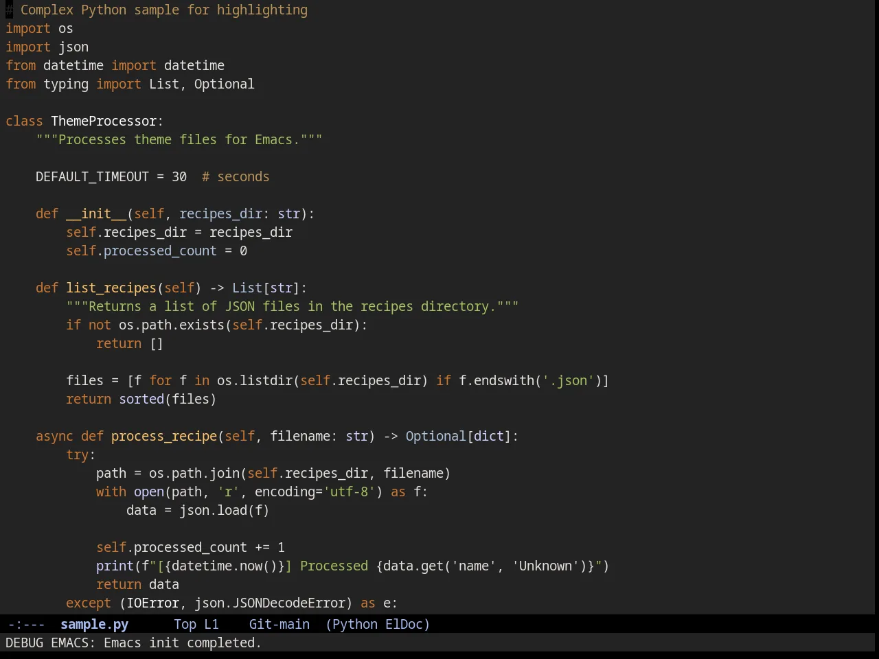 Rippedcasts Theme in python-mode