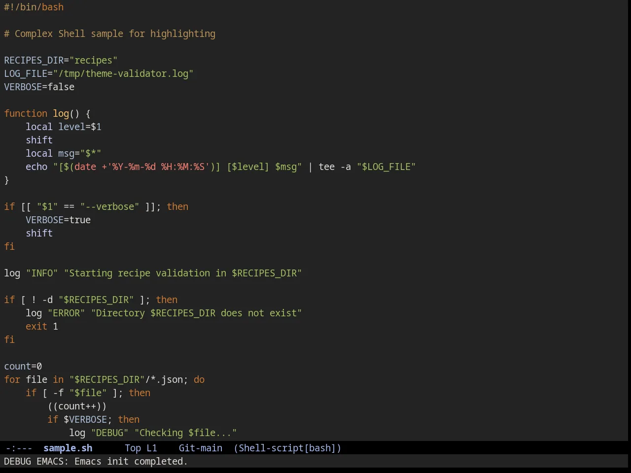 Rippedcasts Theme in sh-mode
