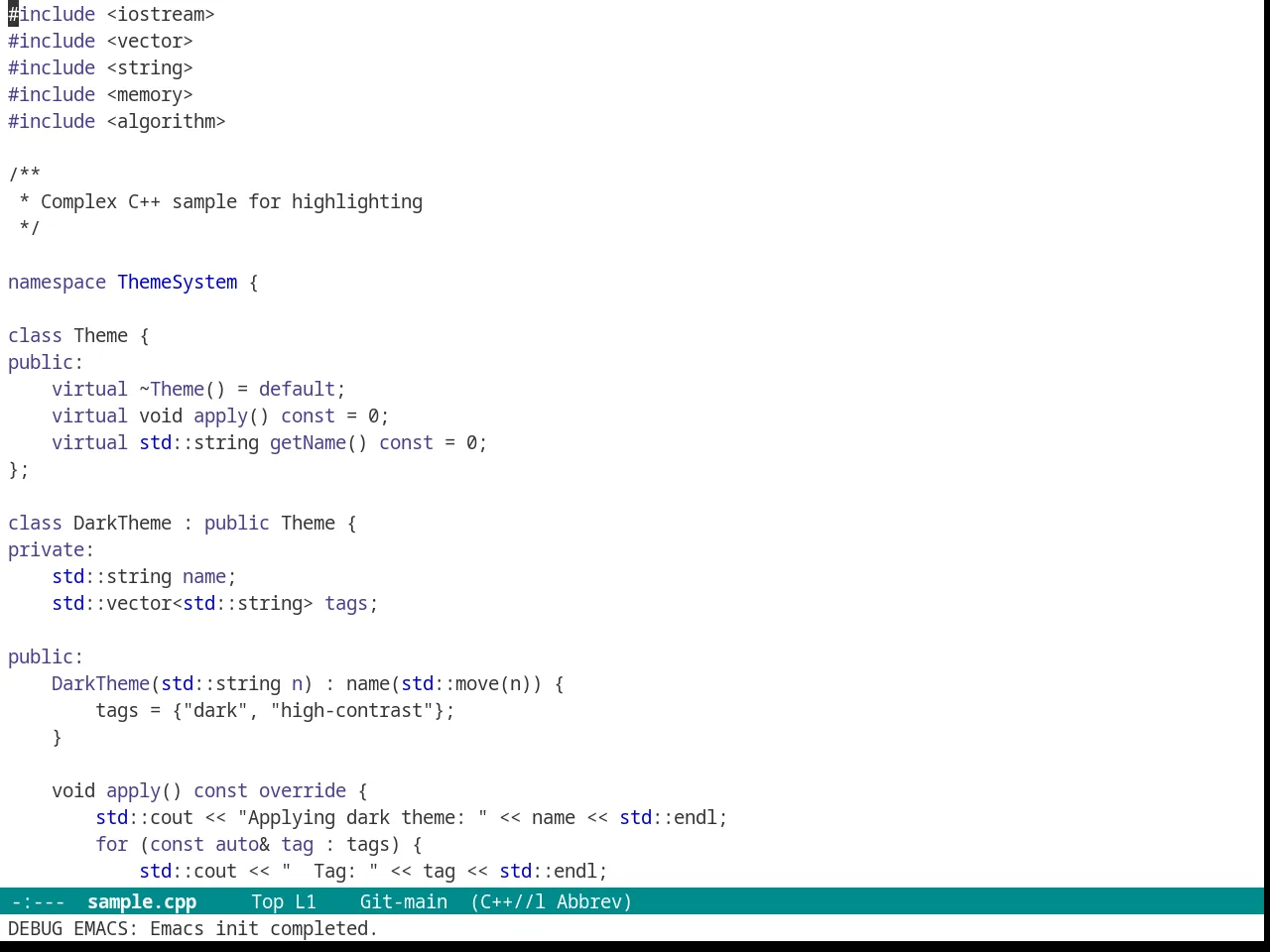 Ritchie Theme in c++-mode