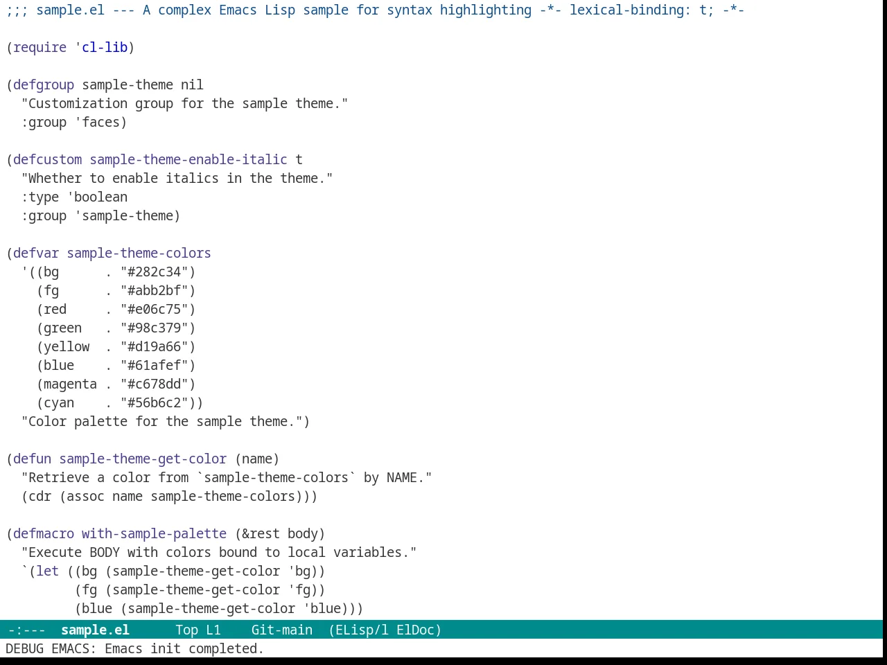 Ritchie Theme in emacs-lisp-mode