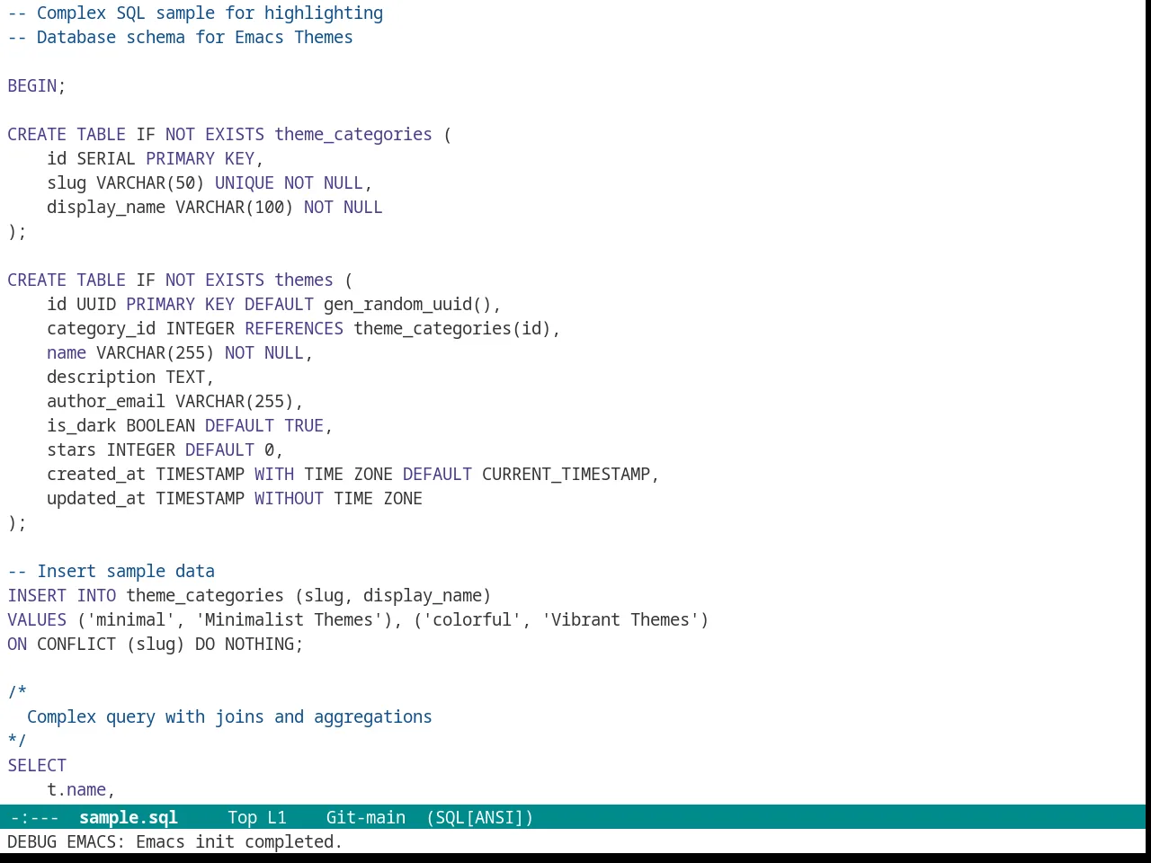 Ritchie Theme in sql-mode