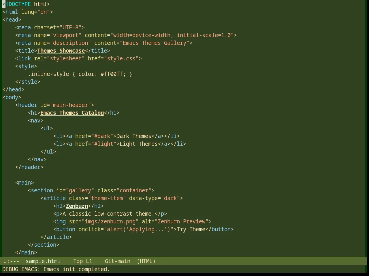 Robin Hood Theme in html-mode
