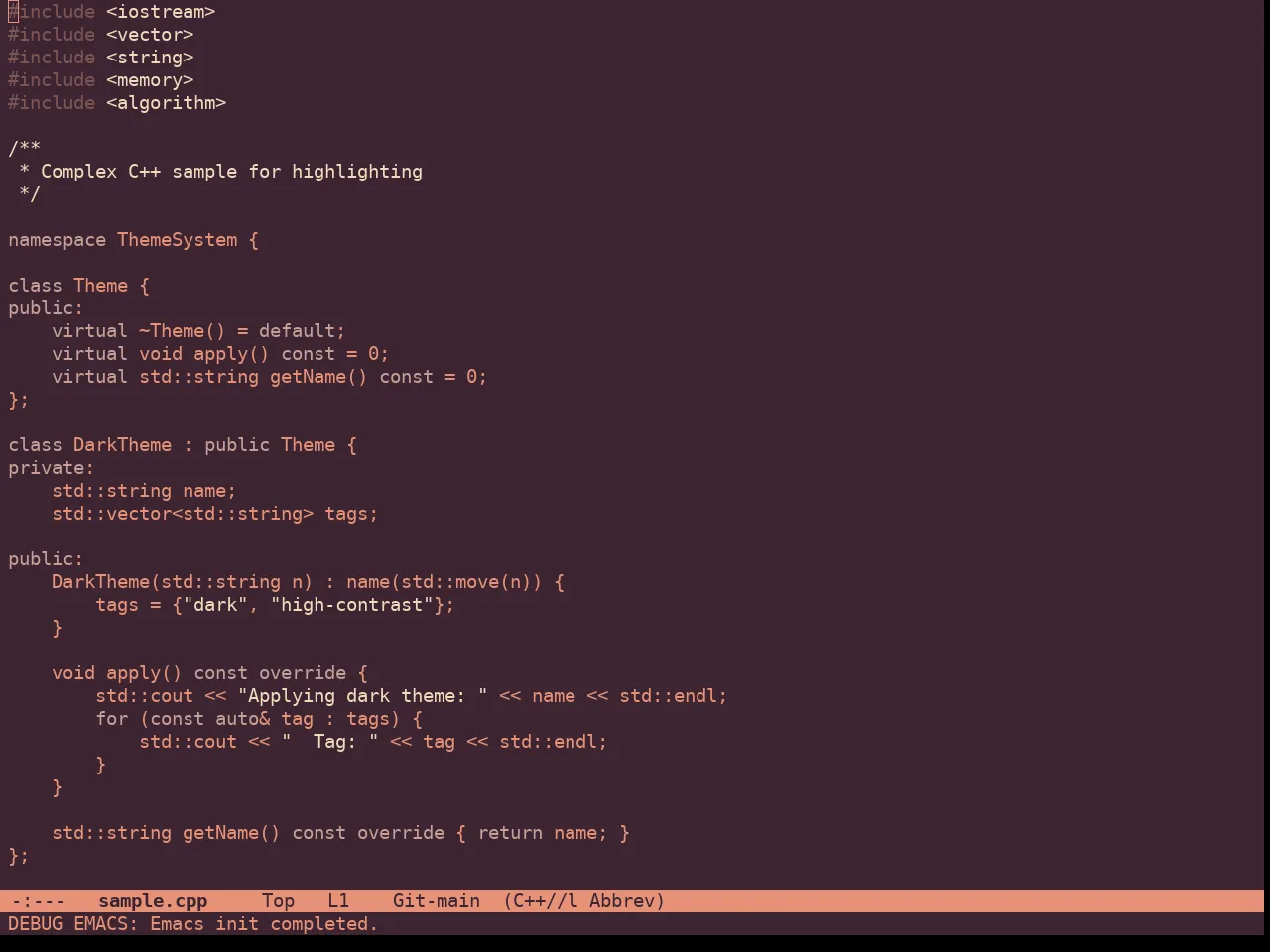 Roseline Theme in c++-mode