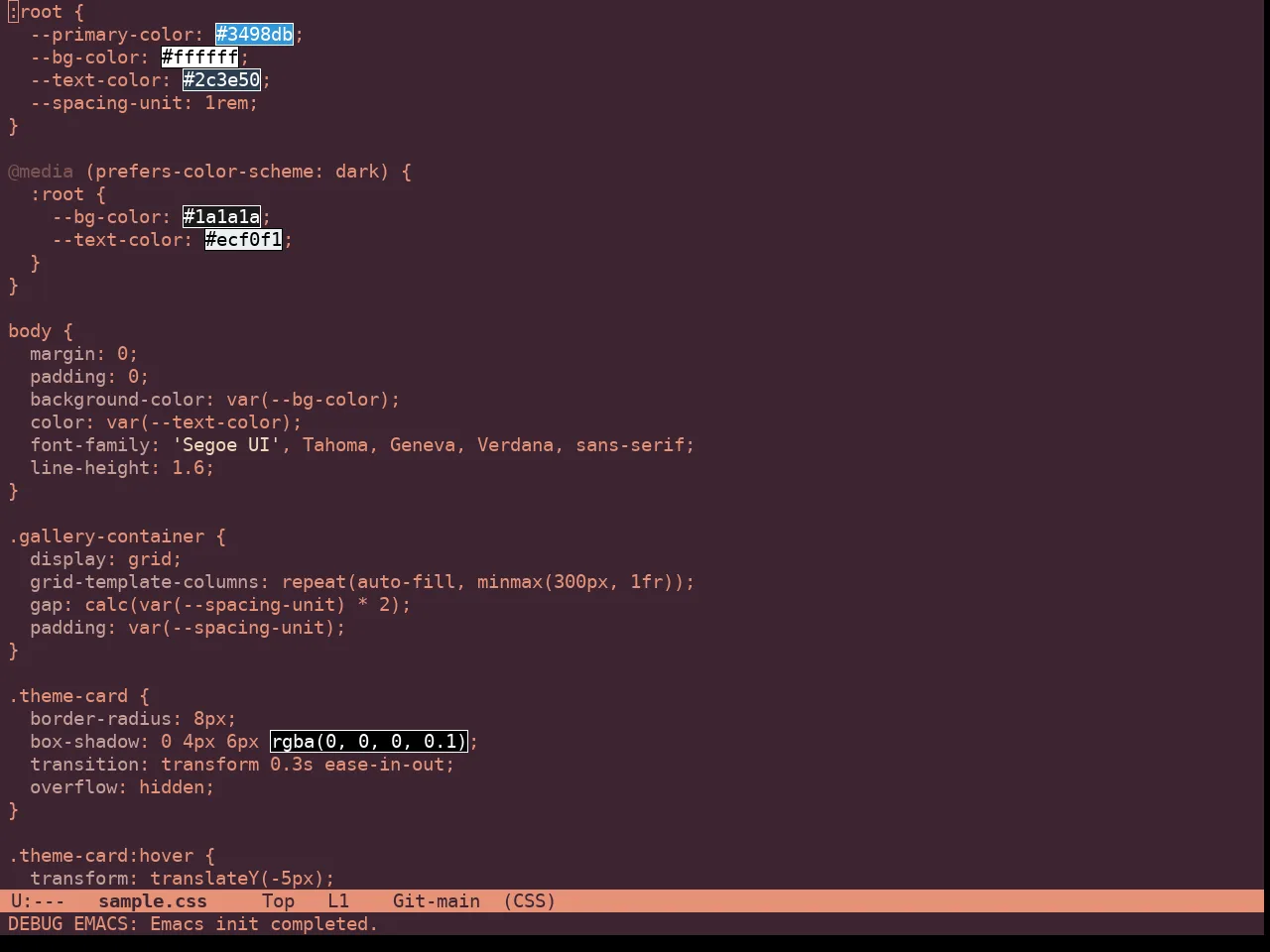 Roseline Theme in css-mode