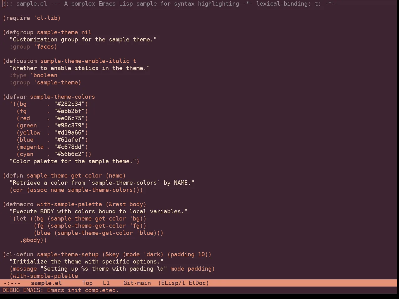 Roseline Theme in emacs-lisp-mode