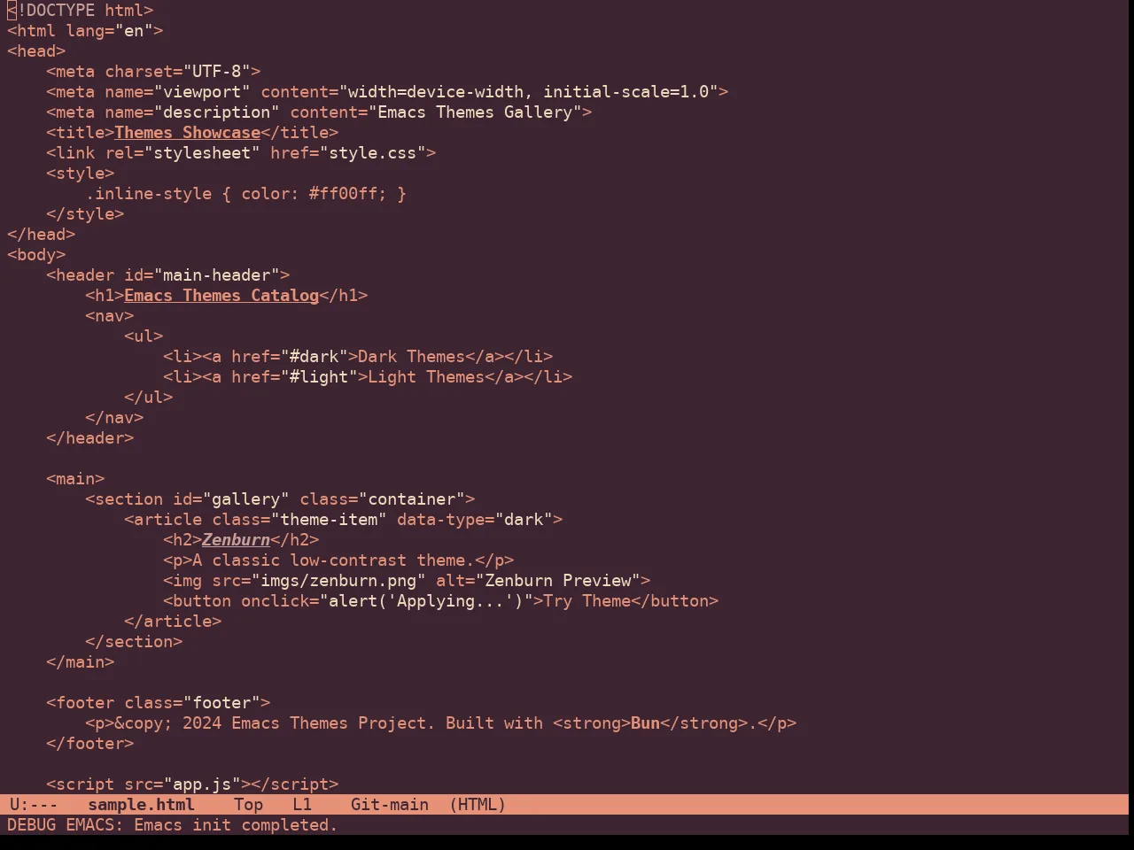 Roseline Theme in html-mode