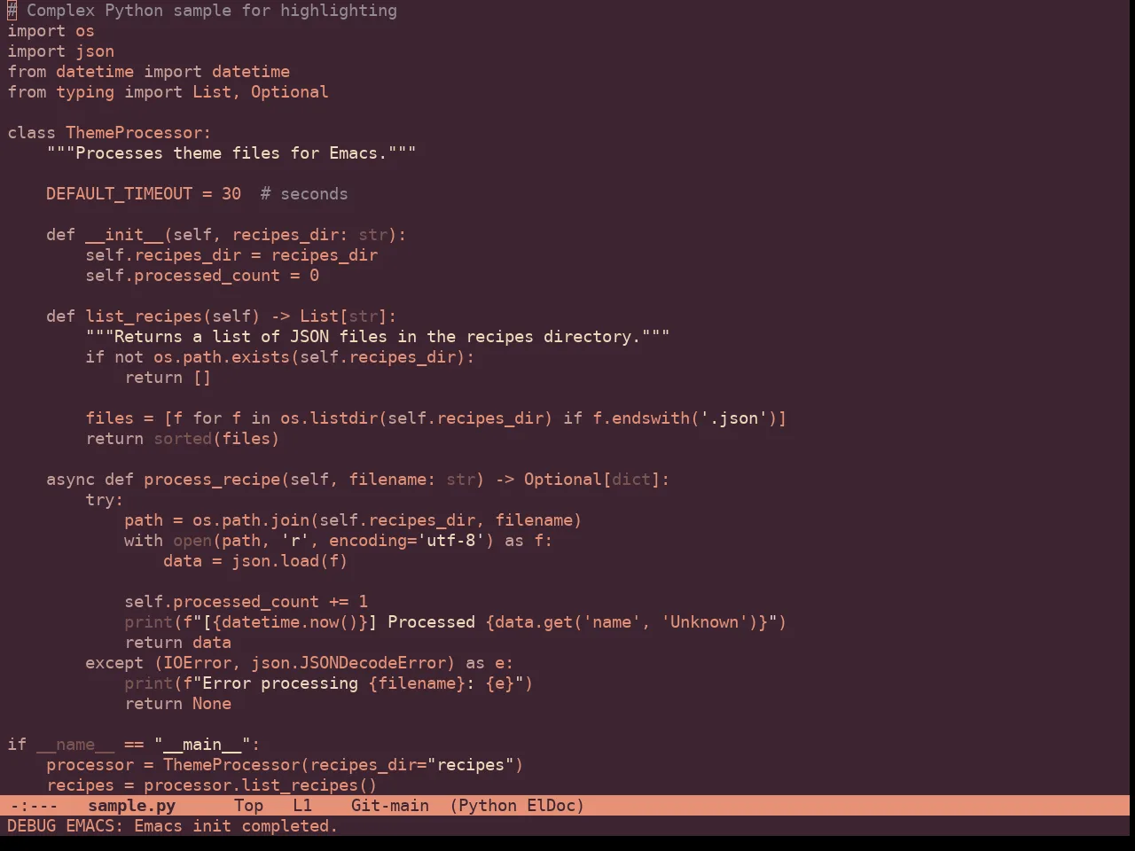 Roseline Theme in python-mode