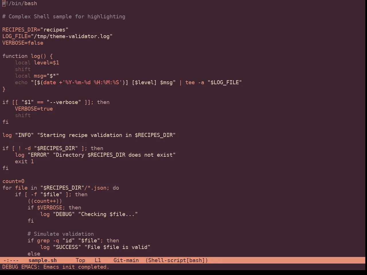 Roseline Theme in sh-mode