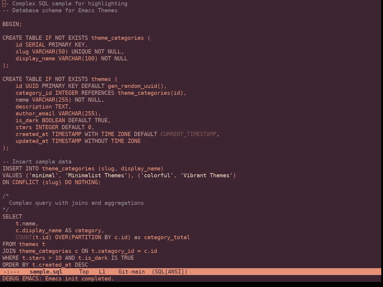 Roseline Theme in sql-mode