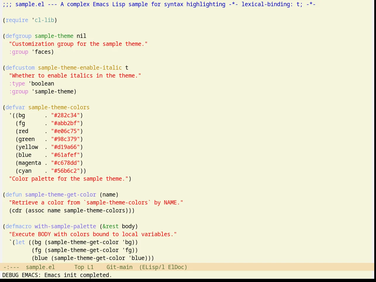 Rotor Theme in emacs-lisp-mode