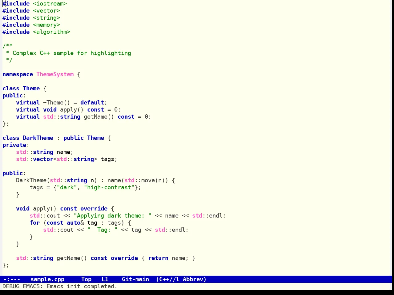 Royal Hemlock Theme in c++-mode