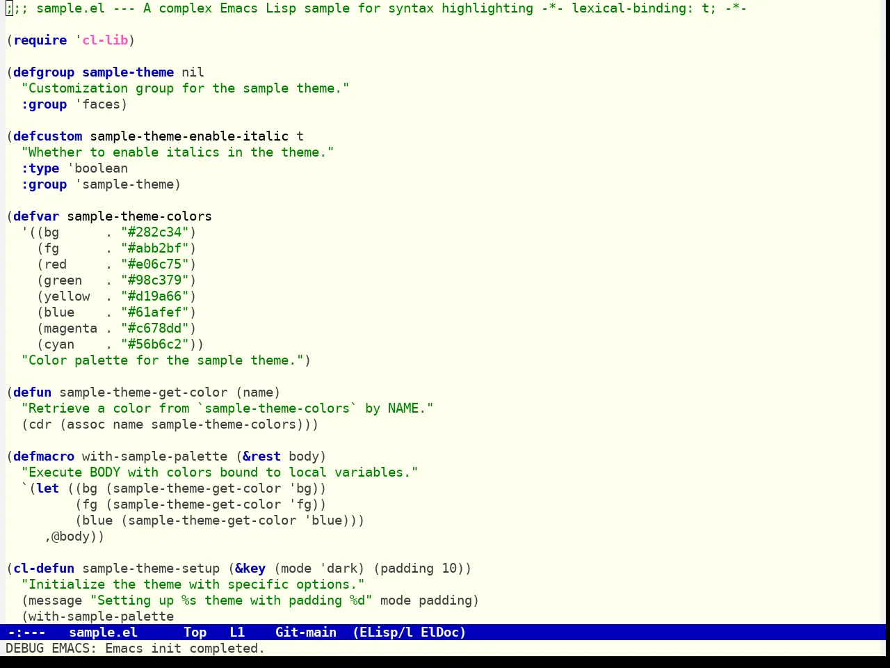 Royal Hemlock Theme in emacs-lisp-mode