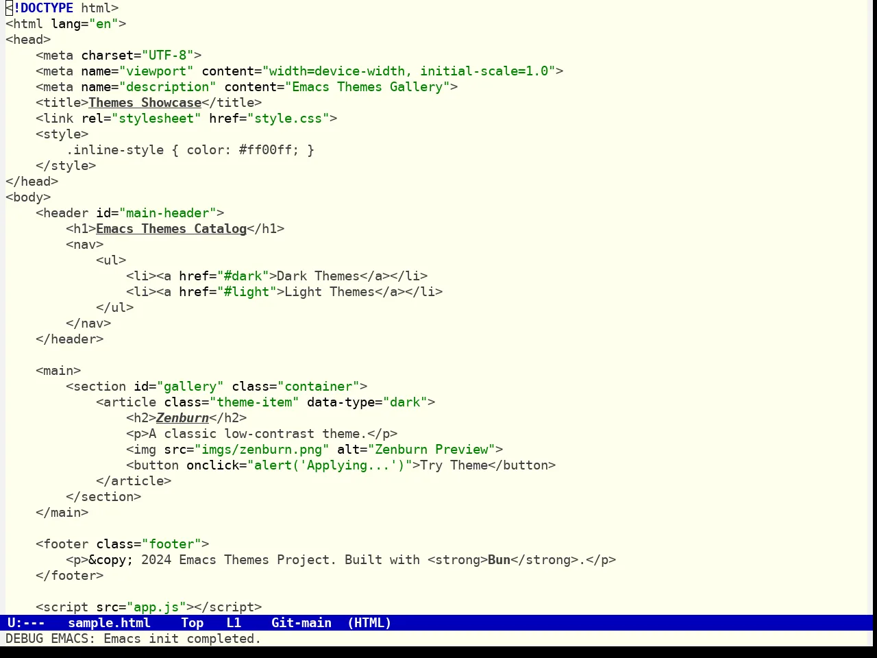 Royal Hemlock Theme in html-mode