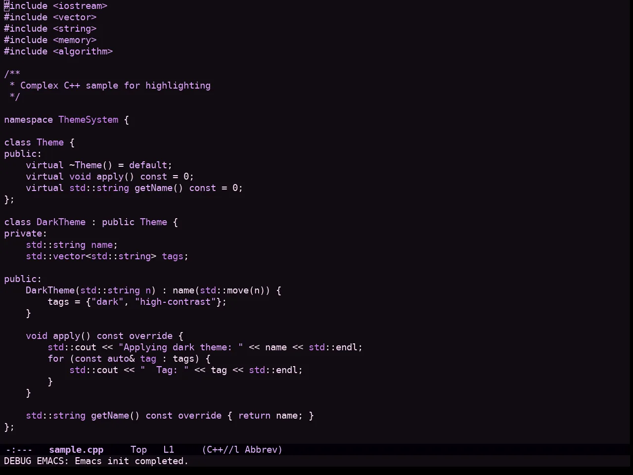 Sakura Theme in c++-mode
