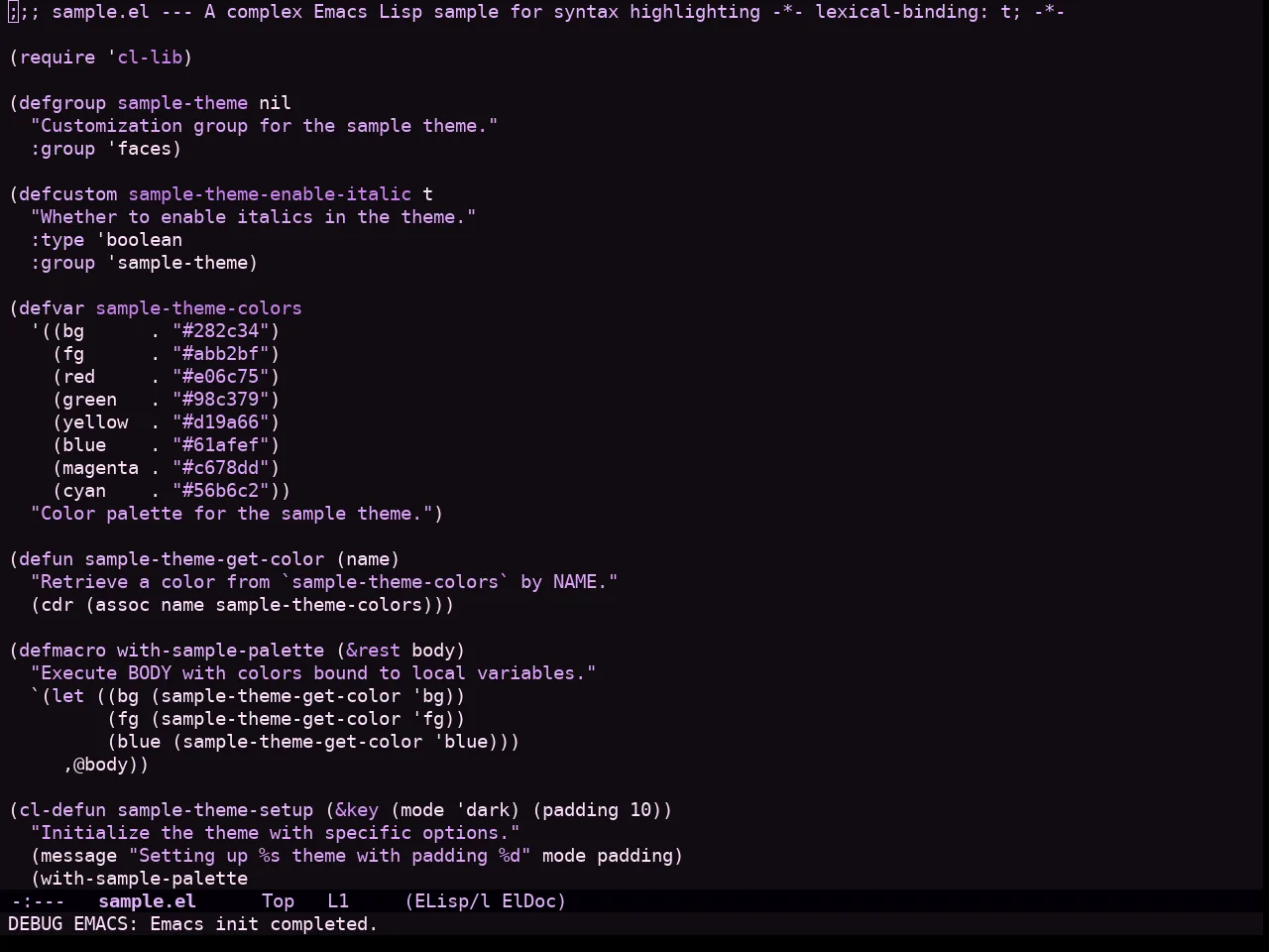 Sakura Theme in emacs-lisp-mode