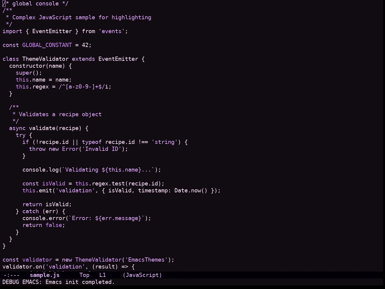 Sakura Theme in javascript-mode