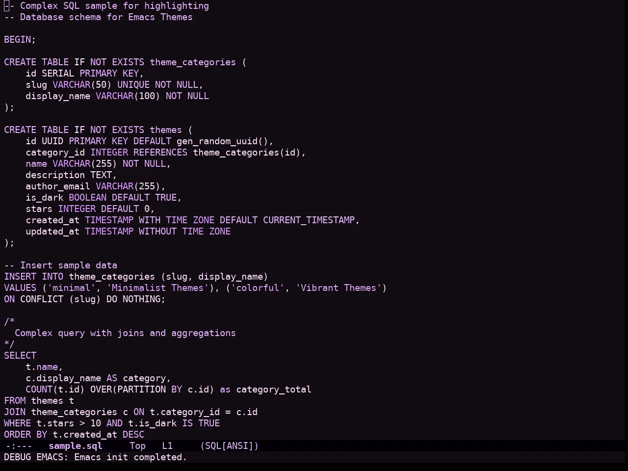 Sakura Theme in sql-mode