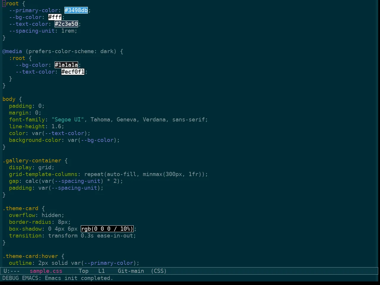 Sanityinc Solarized Dark in css-mode