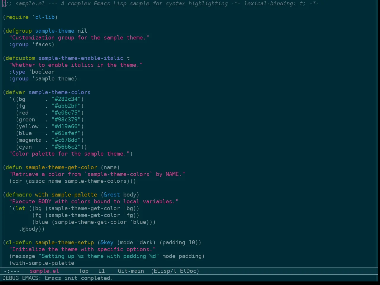 Sanityinc Solarized Dark in emacs-lisp-mode