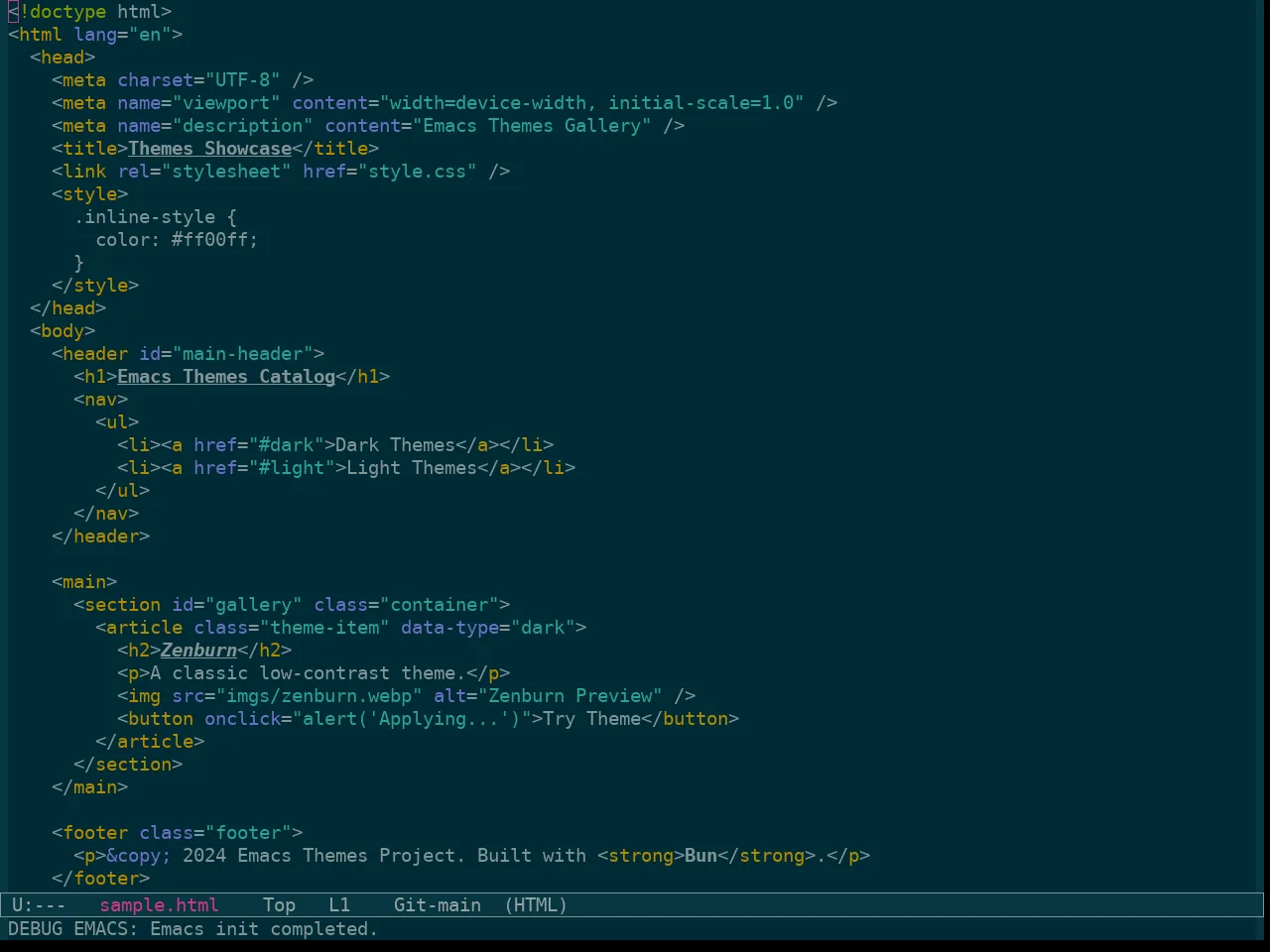 Sanityinc Solarized Dark in html-mode