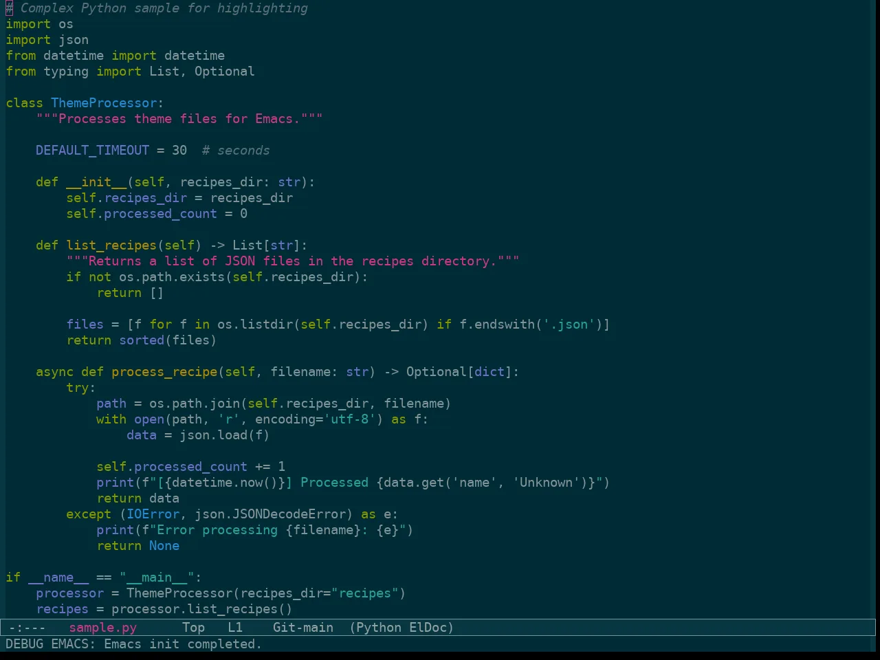 Sanityinc Solarized Dark in python-mode