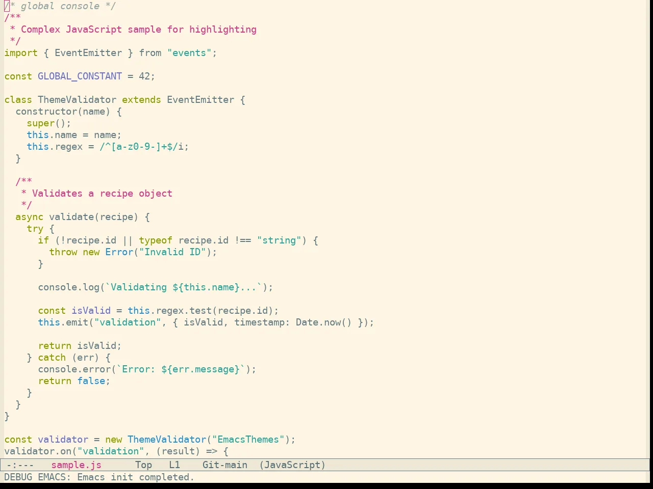 Sanityinc Solarized Light in javascript-mode