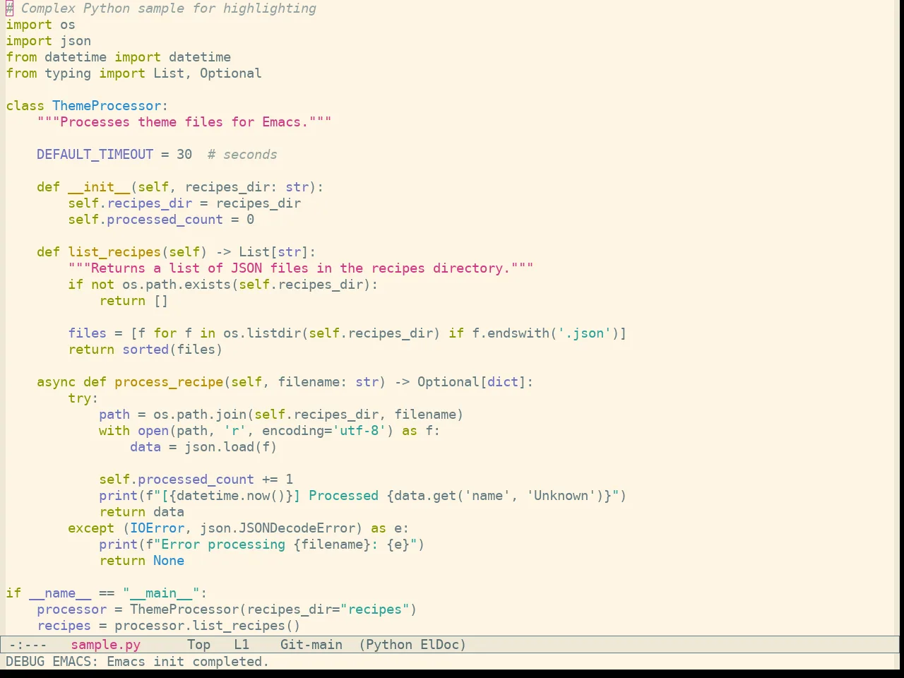 Sanityinc Solarized Light in python-mode