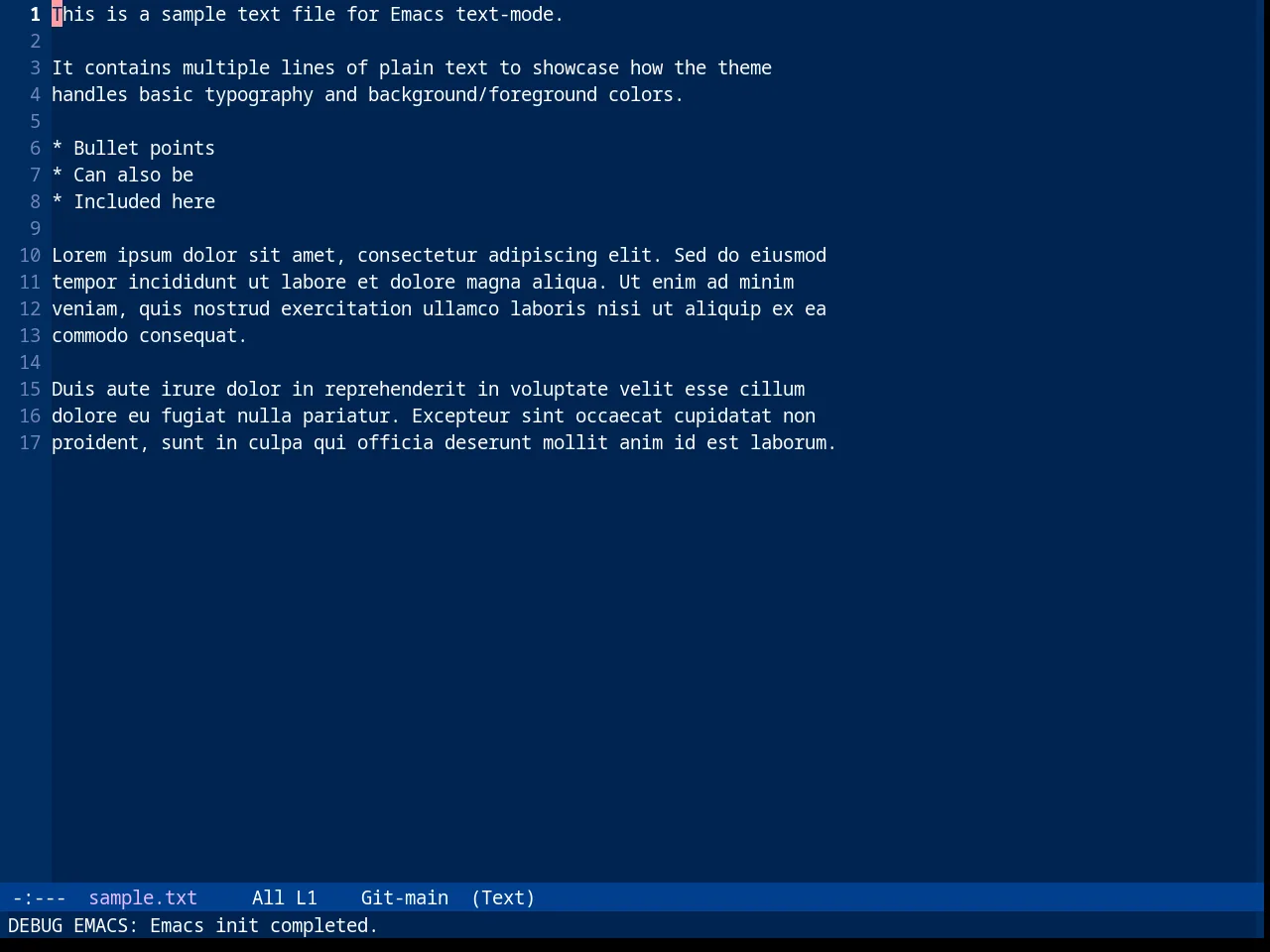 Sanityinc Tomorrow Blue in text-mode