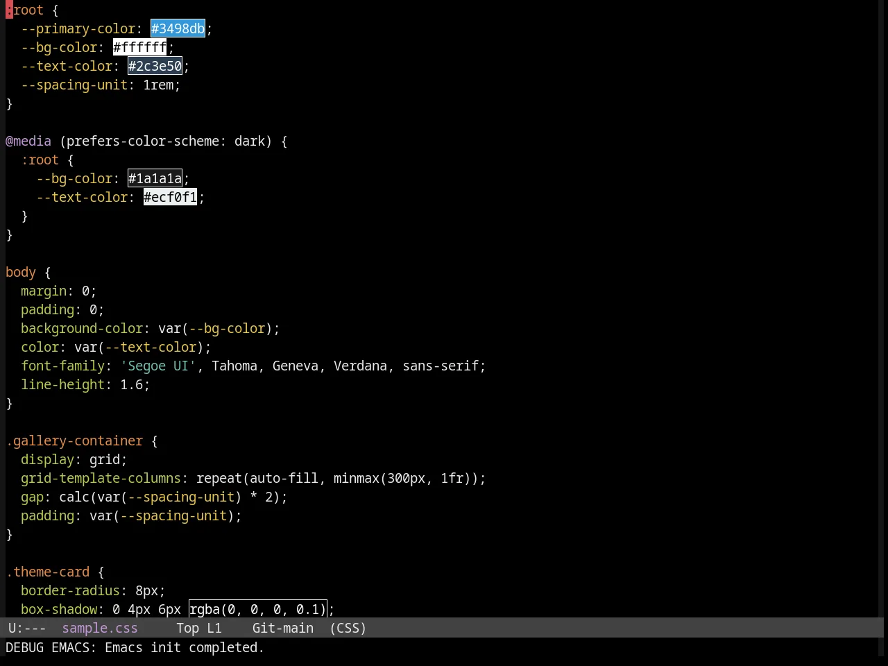 Sanityinc Tomorrow Bright in css-mode