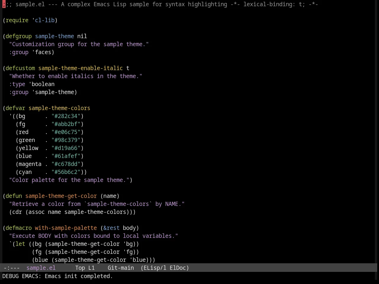 Sanityinc Tomorrow Bright in emacs-lisp-mode
