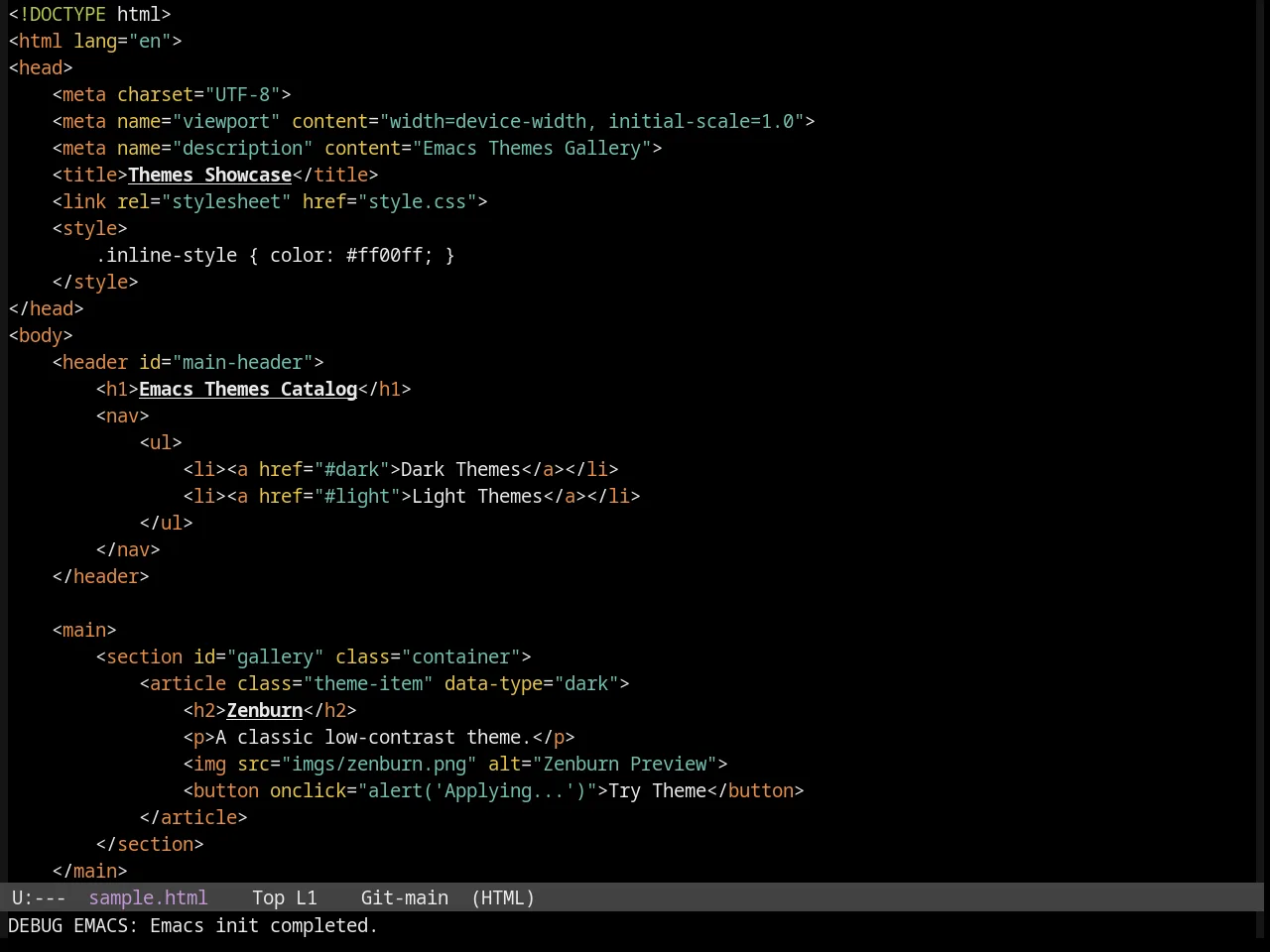 Sanityinc Tomorrow Bright in html-mode